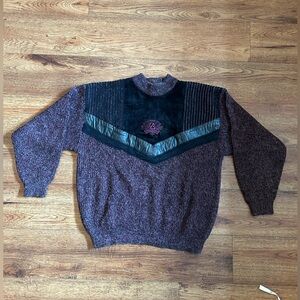 Z. Cavaricci Crewneck Sweater in Maroon and Black